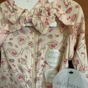 Milkberry Kids Pajama Set - Cream and Pink